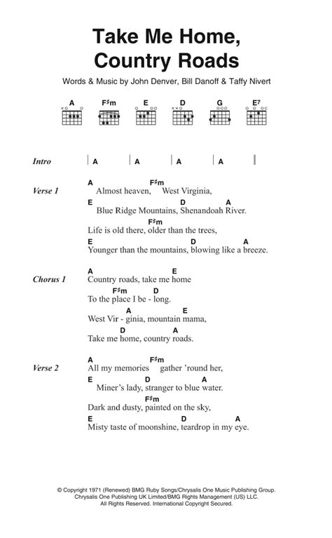 take me home country roads chords.